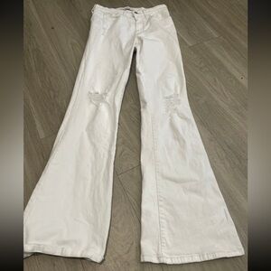 Joe's Jeans White Distressed Flare Jeans